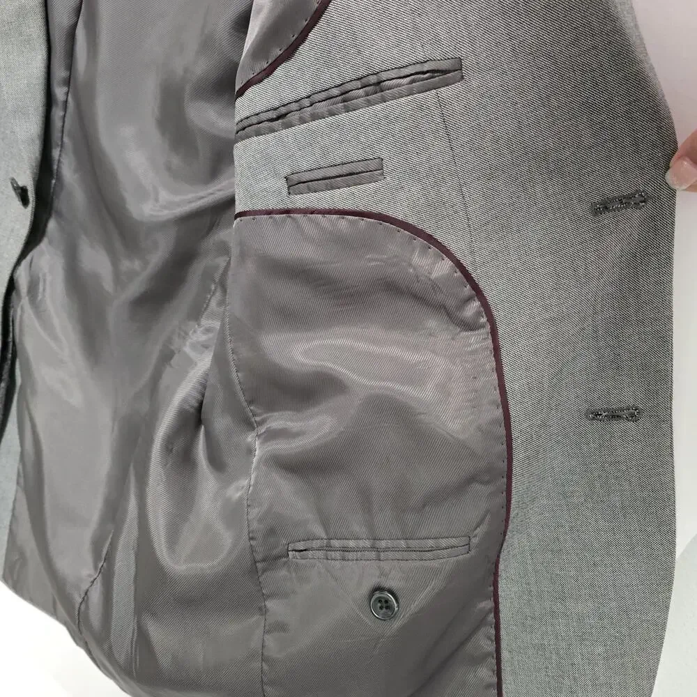 Statement Exclusive Mens 40S Gray Heather Lightweight Blazer Suit Jacket